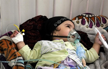 Children treated at therapeutic feeding center in Yemen