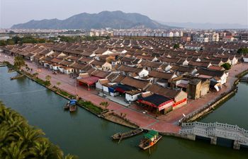 Aerial view of Daimei Village in Longhai, SE China's Fujian